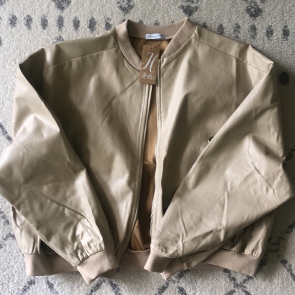 Tan Lida Kate faux leather bomber jacket - Picture 4 of 4